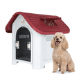 thumbnail image 1 of Casa para Perros Medianos, Chicos y Pequeños Plástico Resistente para Exterior e Interior, Diseño Térmico con Ventilación, Puerta Metálica Segura, Plegable y Compacta, 75x53x66 cm, Color Rojo, 1 of 8