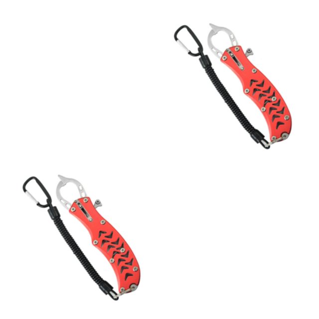 Maytalsory Stainless Steel Fish Grip Hook Clamp Grabber Multifunction Lure Pliers Hand Controller Fishing Tackle Accessory Red 2PCS