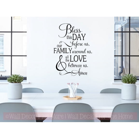 Kitchen Wall Art Decals Bless This Day Amen Love Vinyl Letter Stickers 23x17-Inch Black