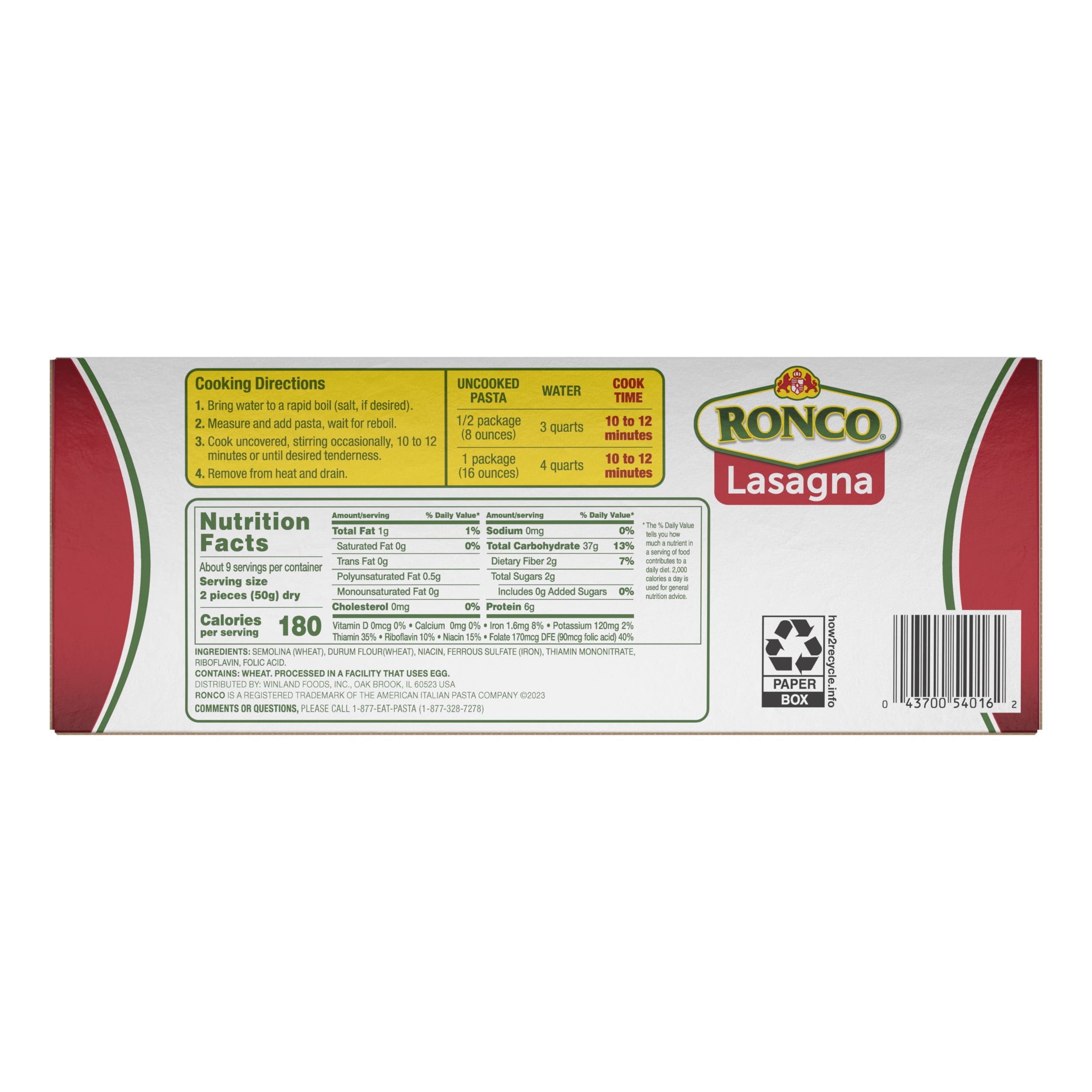 Ronco 16 ounce Lasagna