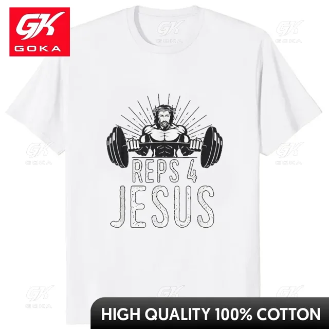 Camiseta informal de manga corta de algodón para hombre camiseta divertida de Reps 4 Jesús para gimnasio levantamiento de pesas camisetas clásicas de cómics religiosos