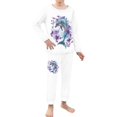 thumbnail image 2 of DISNIMO White Dolphin Flower Pajamas Kids Size 3 Pjs for Girls 2 Piece Pajama Set for Girls Long Sleeve Pajamas Kids Boys Crewneck Loungewear for Kids Sleepwear Boys, 2 of 7