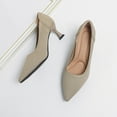 thumbnail image 6 of Miluxas Women's Closed Toe Low Kitten Pumps Comfortable Pointed Toe Work office Heels Shoes for Women Casual Slip On Knitted Kitten Heels Daily Dress Shoes Beige 9(42), 6 of 9