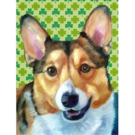 Corgi St. Patricks Day Shamrock Flag Garden Size