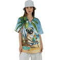 thumbnail image 4 of Pug Hello Summer Beach Theme with Sunglasses and Tropical Cocktail Hawaiian Shirt Breathable Summer Unisex Merch Dog Lover Gifts - 00009, 4 of 6