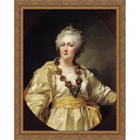 Portrait of Catherine II of Russia 28x36 Large Gold Ornate Wood Framed Canvas Art by Dmitry Levitzky