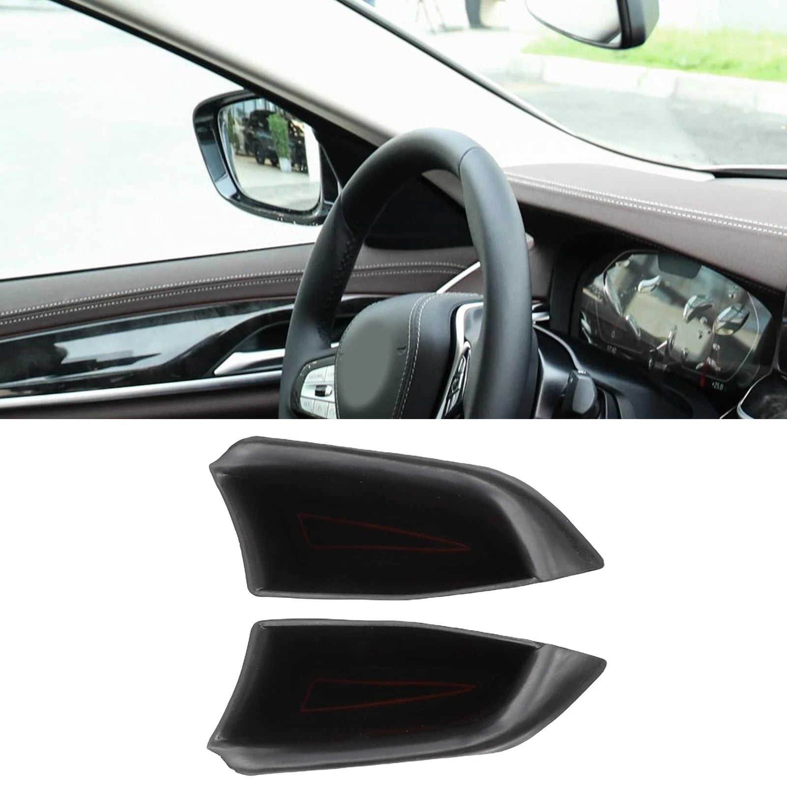 2pcs Car Armrest Front Side Handle Storage Tray Box For 2019 For BMW 5Series G31 ABS Plastic Black Space-Saving Design