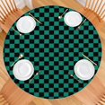 thumbnail image 2 of Teal and Black Checkerboard Pattern Round Fitted Tablecloth with Elastic Edge,Dining Table Cover Waterproof,Outdoor Round Tablecloth for Camping,Dining,Indoor and Outdoor, 2 of 7