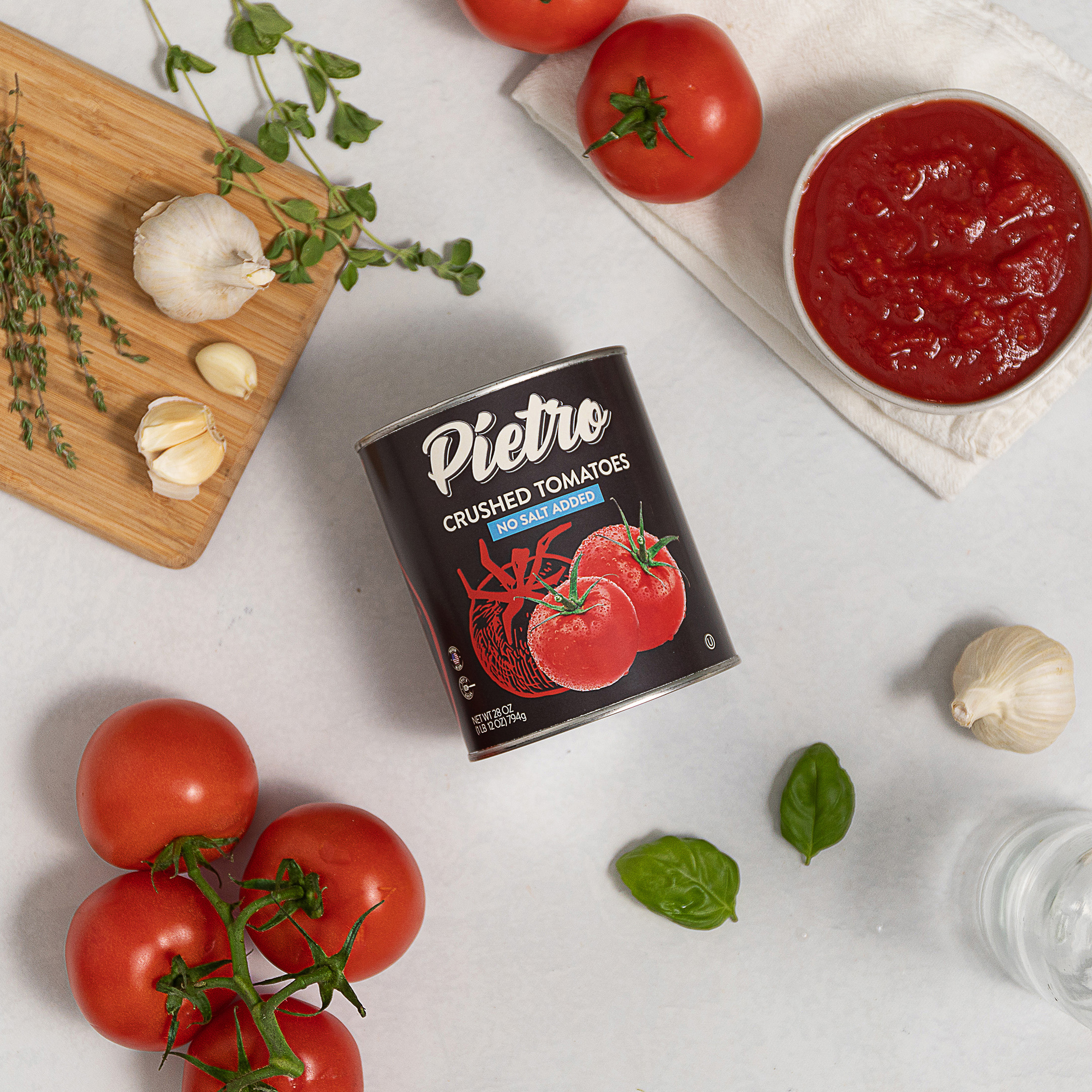 Pietro Canned Crushed Tomatoes, No Salt, 28oz