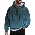 thumbnail image 2 of Sudadera con capucha para hombre, estilo casual, con cuello redondo, estampado, manga larga, blusa de poliéster, 2 of 6