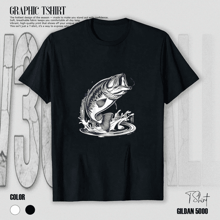 Fishing Camo Bass Fish Flag Mens Graphic Fishing Patriotic Pattern Unisex T-Shirt up to size 5XL