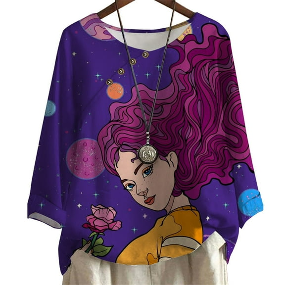 CLOOCL Oversized Women T-shirt Girl Starry Daydream Graphic Print Blouse Fashion Loose Plus Size Tops