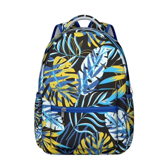 Summer Beach Backpack Hawaiian Print, Jungle Leaves, Exotic Floral School Bag Colorful Students Travel Backpack