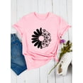 thumbnail image 4 of QAFOPEH Women Daisy Mandala Print Short Sleeve Round Neck Tee, 4 of 6