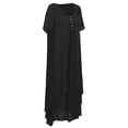 thumbnail image 4 of Nueva moda mujer vestido flojo ocasional del color sólido de manga corta boho summer maxi vestido la Tomshoo Negro 4X-Grande, 4 of 7