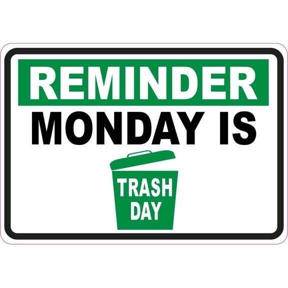 StickerTalk Monday is Trash Day Sticker, 5 inches x 3.5 inches