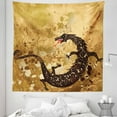 thumbnail image 1 of Dragon Tapestry, Reptile Dragon Grunge Floral Ornate Retro Image, Fabric Wall Hanging Decor for Bedroom Living Room Dorm, 5 Sizes, Pale Caramel Sand Brown, by Ambesonne, 1 of 1