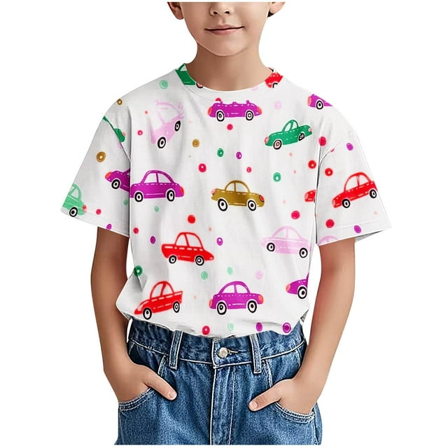 COM1950s Robe à Manches Courtes, Chemise Tendance pour Enfant T-Shirt Imprimé Col Rond Confortable Ample T-Shirt Blouse à Manches Courtes Hauts Décontractés