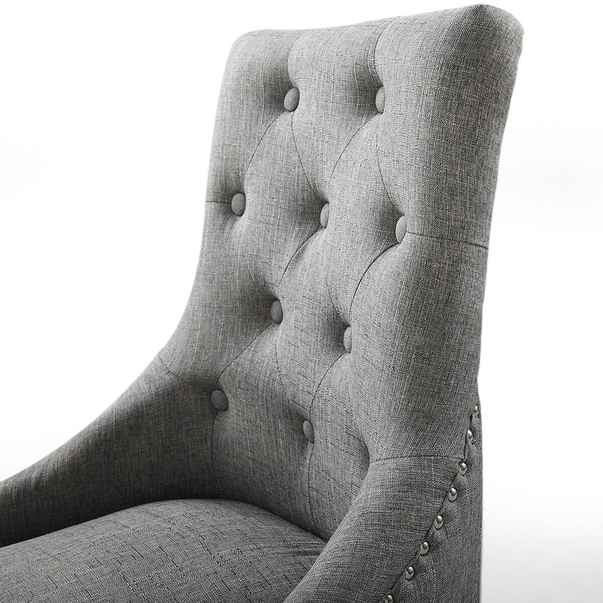 Kepooman Mid-century Dining Chairs Set of 2, Fabric Upholstery Tufted Buttons Dining Chairs for Kitchen - Gray Kepooman Mid-century Dining Chairs Set of 2, Fabric Upholstery Tufted Buttons Dining Chairs for Kitchen - Gray