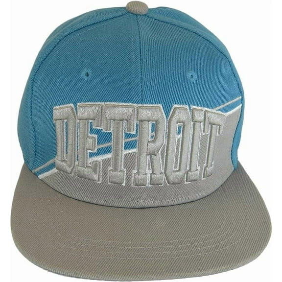 Detroit City Name Diagonal Split Color Font Snapback Baseball Cap (Teal/Gray)