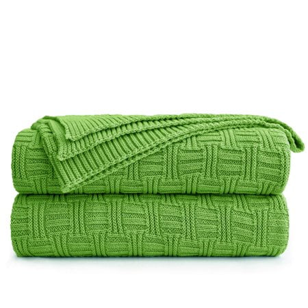 Longhui Bedding Cotton Cable Green Knit Throw Blanket For Couch Chairs Bed Beach, Home Decorative Throws Blankets, 50 X 60 Inch, 2.2Lb