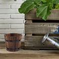 thumbnail image 4 of LOLIPPYY 2Pcs Garden Flower Pot Brown Rustic Wood Barrel Shape Planter For Succulents, 4 of 8