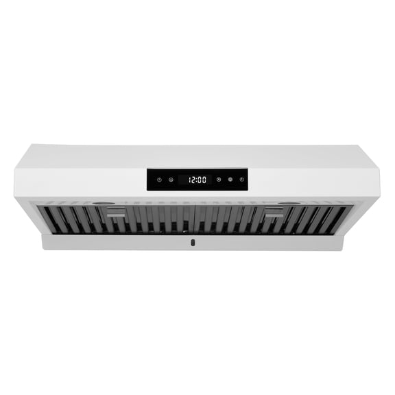 Hauslane | Chef Series PS18 30" Under Cabinet Range Hood, Matte White | 120V, Pro Performance, Touch Screen, LED Lamps, 3-Way Venting, Baffle Filters