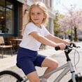 thumbnail image 3 of SGMVNU 3 Pack Shorts for Girls Elastic Waist Strench Cotton Biker Shorts Summer Casual Pull-on Athletic Shorts, 4-5 Years, Red, Navy, Red A, 3 of 8