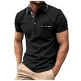 thumbnail image 1 of Camisa informal de manga corta con bolsillo para hombre, ideal para vacaciones y uso diario, con diseño estampado en poliéster, tallas S-XXXL., 1 of 5