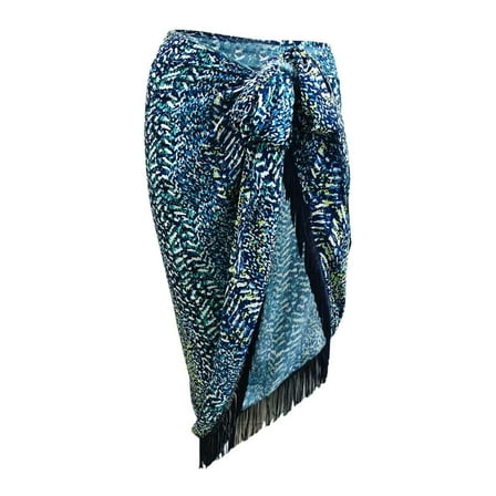 Vince Camuto Women's Printed Fringe-Trim Pareo Swim Cover-Up (XS/S, Midnight)
