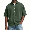 thumbnail image 2 of Kalauyu 3/4 Short Sleeve Button Down Shirts for Men Turn Down Collared Sleeve Casual Loose Tops Soft Lightweight Vacation Fashion Shirts, 2 of 5
