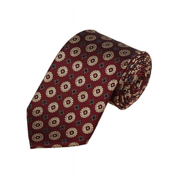 Gold, Grey And Maroon Floral Woven Necktie