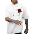 thumbnail image 1 of Men's Rose Print Graphic Tees Oversized T Shirt Summer Tops Casual, 1 of 4