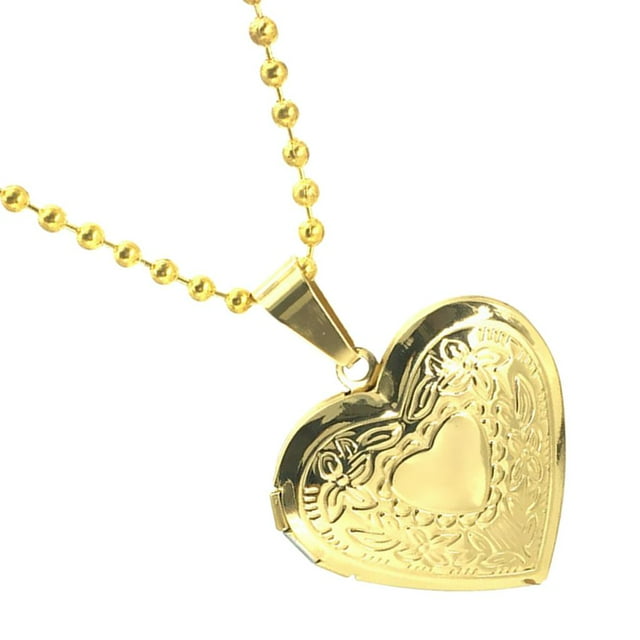 Colgante Zulema con Medallón de Imagen Chapado en Oro Dorado Corazón