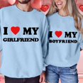 thumbnail image 2 of Telankuip I Heart My Boyfriend Sweatshirts I Love My Girlfriend Sweatshirt for Valentine's Day Gift Crewneck Long Sleeve Loose Comfy Pullover Tops Letter Print Winter Outfits Sky Blue XL, 2 of 4