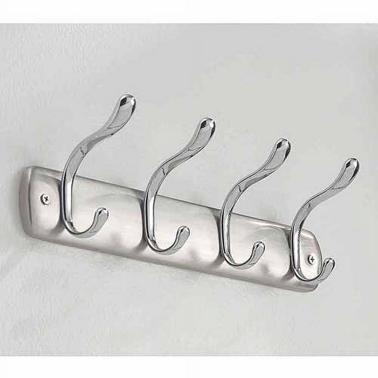 iDesign Bruschia Wall Mount 4-Hook Storage Rack for Jackets, Coats, Hats,  Scarves, Chrome Silver