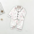thumbnail image 2 of Odeerbi 1-5 Años Boys Girls Verano Pijamas de Algodón de Manga Larga Con Solapa Con Muescas Camisa Pantalones Set Soft Floral Sleepwear Pijama Set, 2 of 5