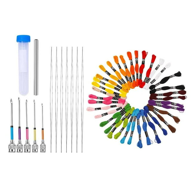 Embroidery Punch , 62 Pcs Punch Tool with Punch, 48 Pcs Embroidery Thread, Embroidery , Punch