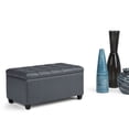 thumbnail image 2 of Sienna 33 inch Wide Storage Ottoman Bench in Stone Grey Vegan Leather, 2 of 2