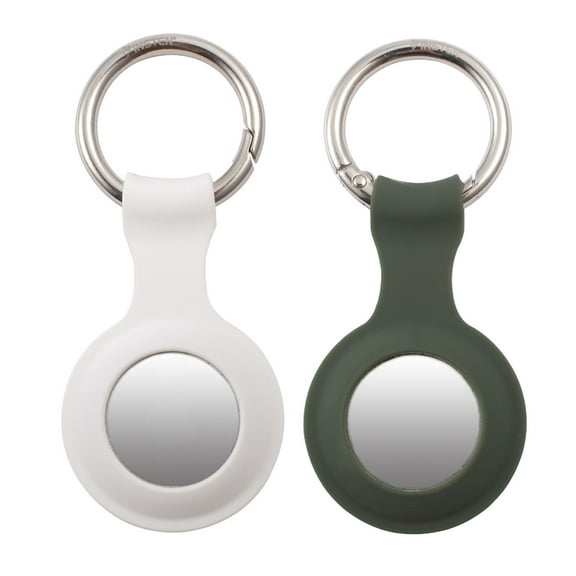 Insten 2 Pack Case For AirTag AirTags keychain Holder Ring Protective Cover Accessories, Soft Silicone (White / Green)