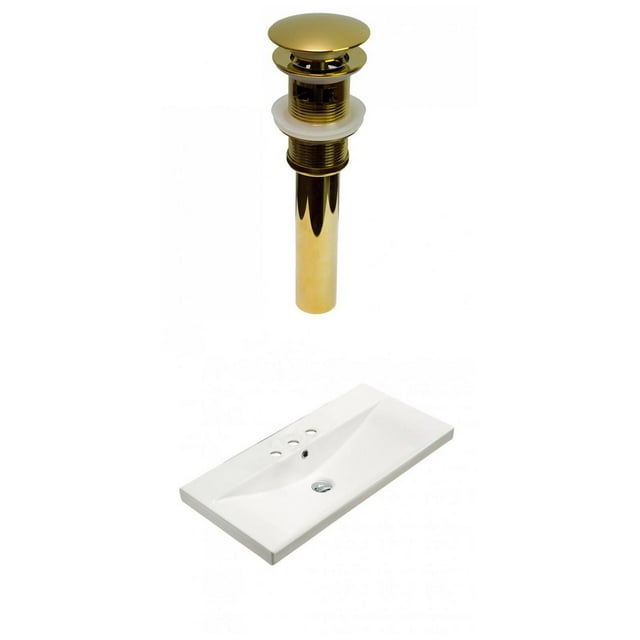 American Imaginations 31.73-in. W 3H4-in. Ceramic Top Set In White Color - Overflow Drain Incl. AI-30904