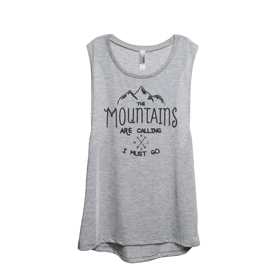 The Mountains Are Calling I Must Go Women's Fashion Sleeveless Muscle Workout Yoga Tank Top Sport Grey Small