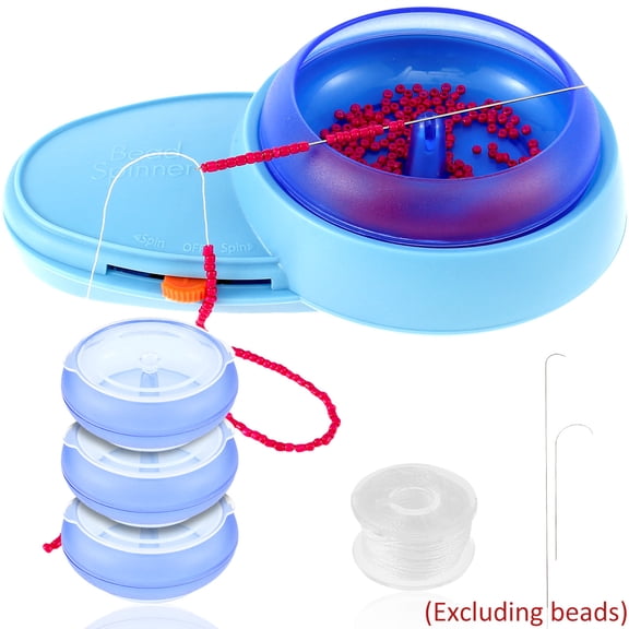 Electric Bead Spinner Battery Operated Beading Bowl Spinner Kit Adjustable Direction Spin Bead Loader with Curved Beading Needles String 3 Bowls Automatic Bead Spinner for Bracelets Jewelry