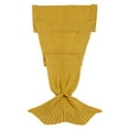 thumbnail image 2 of Burklett Four Seasons Crochet Mermaid Tail Sleeping Blanket,Deep/Luminous Yellow, 2 of 4