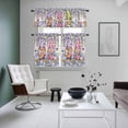 thumbnail image 4 of Blue Purple Gnomes Kitchen Curtains Sets for Windows 36 Inch Length, Spring Hydrangea Flower Leaf Pink Plaid Rod Pocket Window Treatments Tier Curtains and Valances Set for Bedroom/Bathroom, 4 of 8