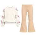 thumbnail image 2 of Cethrio Girls Outfit Sets 2 Piece, Spring Fall Pullover Printed Long Sleeve Girls' Clothing Sets Khaki Size 9-10 T, 2 of 9