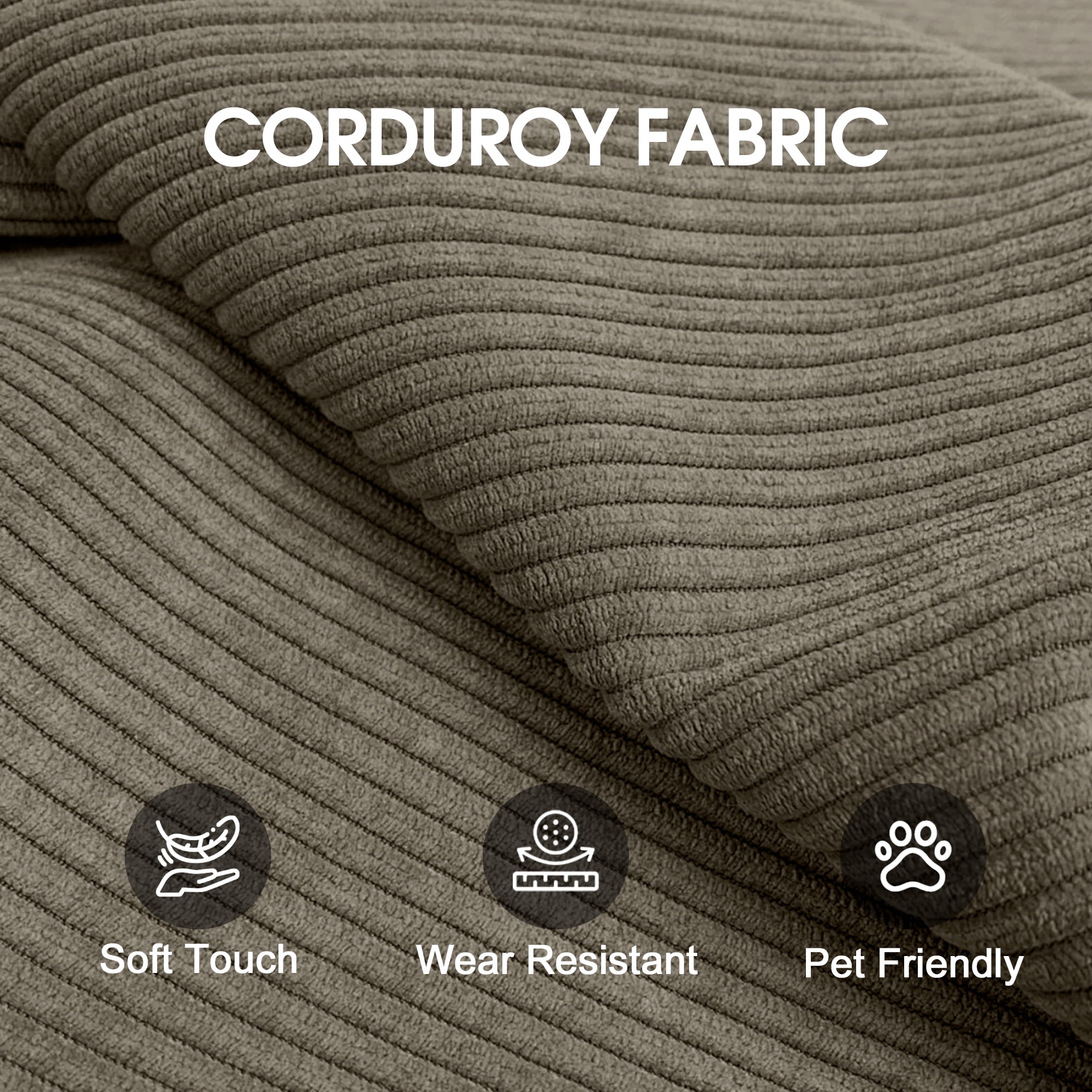 AISWORD Convertible Sleeper Sofa Bed with Cylindrical Pillow, Corduroy Folding Mattress Couch with Fixed-Shape Frame, Floor Sofa Lounge Couch, Camel