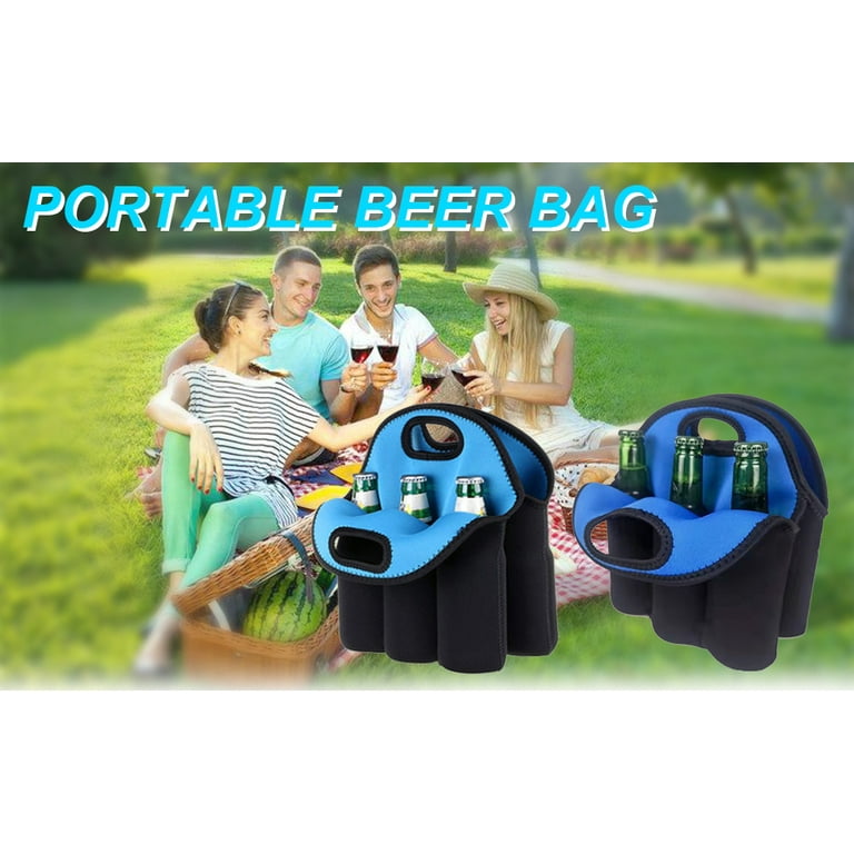 Neoprene Beer Bottle Cooler Sleeve Outdoor Portable 6 Pack Tote Bag –  Picnic Cart