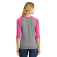 thumbnail image 2 of District Made Ladies Perfect Tri 3/4 Sleeve Raglan-S (Fuchsia Frost/ Grey Frost), 2 of 6