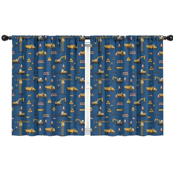 Blackout Kids Curtains,Cartoon Construction Vehicles Traffic Cones Childrens Insulated Curtains Set Of 2,Bedroom Essentials,Toddler Room Decor 42"x54"